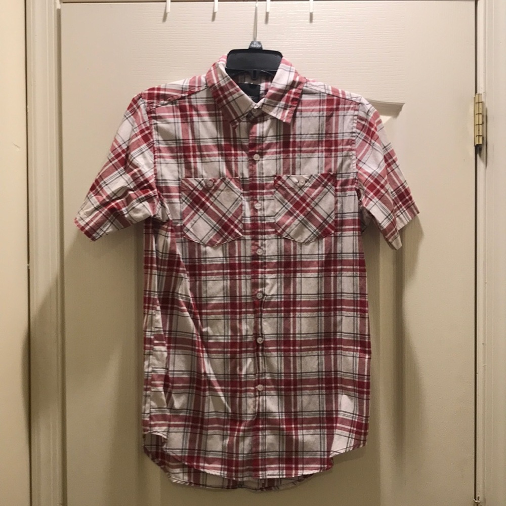 Mens small akademics red button down shirt.